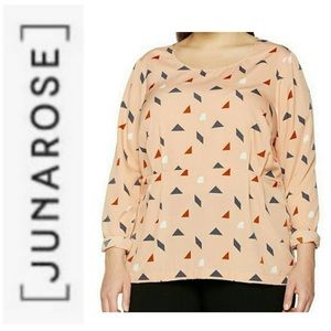 🍇 JUNAROSE Mahogany Rose Geo Print Blouse NWT 22